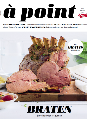 Titelseite der ersten Ausgabe des Magazins "à point" von Schweizer Fleisch