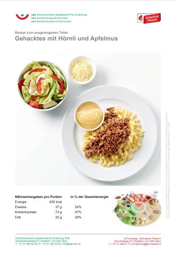 Gehacktes mit Hörnli und Apfelmus