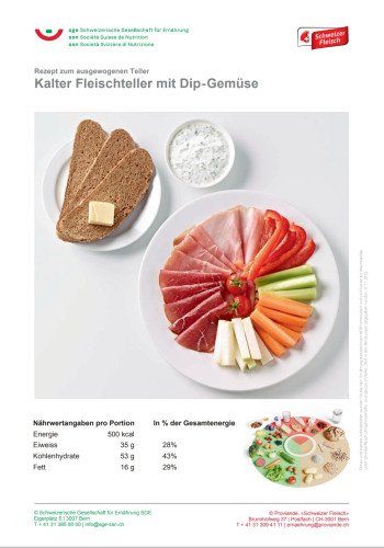 Kalter Fleischteller mit Dip-Gemüse