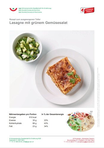 Lasagne mit grünem Gemüsesalat