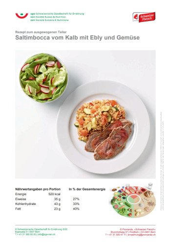 Saltimbocca vom Kalb mit Ebly und Gemüse