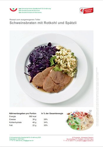 Schweinsbraten mit Rotkohl und Spätzli