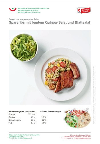 Spareribs mit buntem Quinoa-Salat und Blattsalat