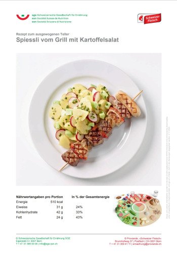 Spiessli vom Grill mit Kartoffelsalat