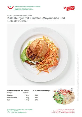 Kalbsburger mit Limetten-Mayonnaise und Coleslaw-Salat