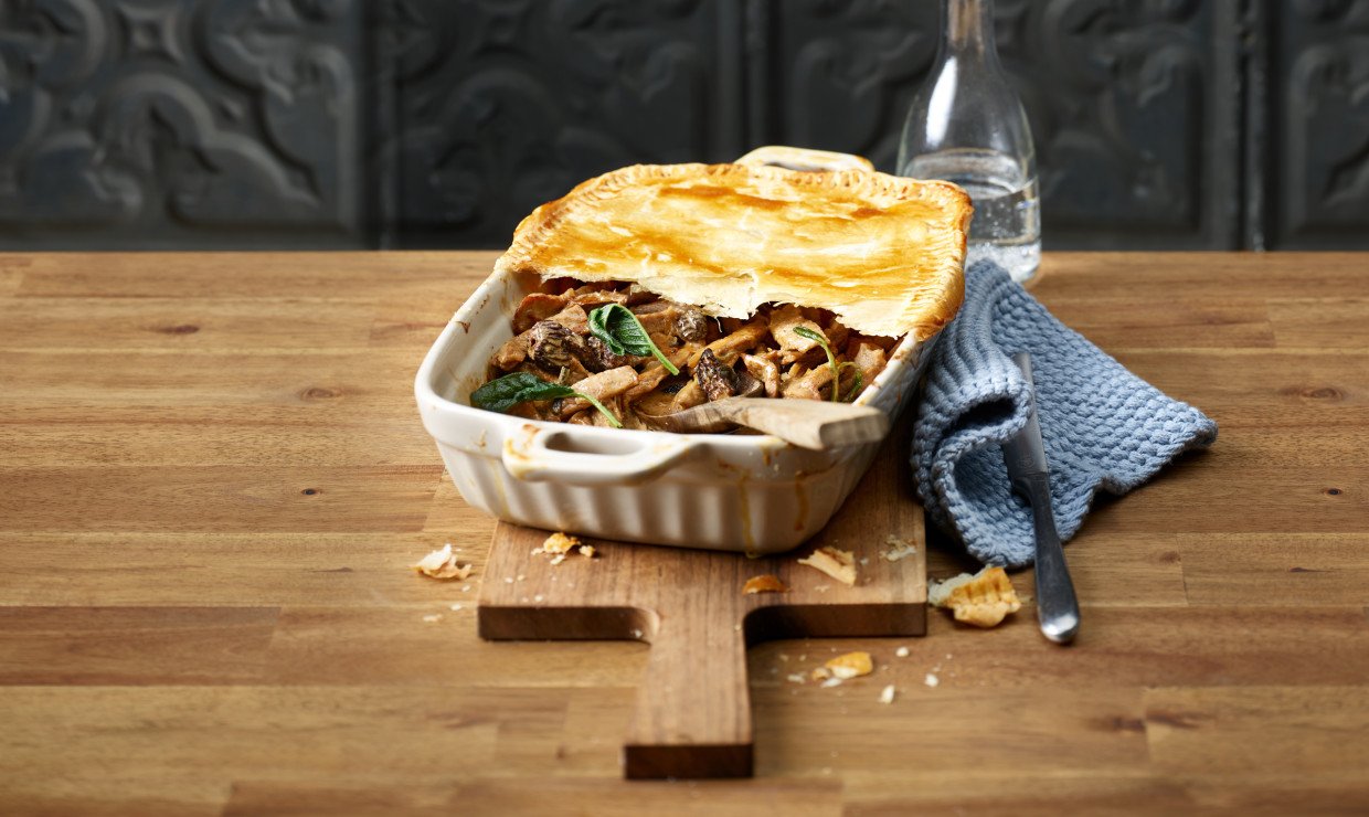 Rezept One Crust Pie mit Kalbsgeschnetzeltem und Morcheln