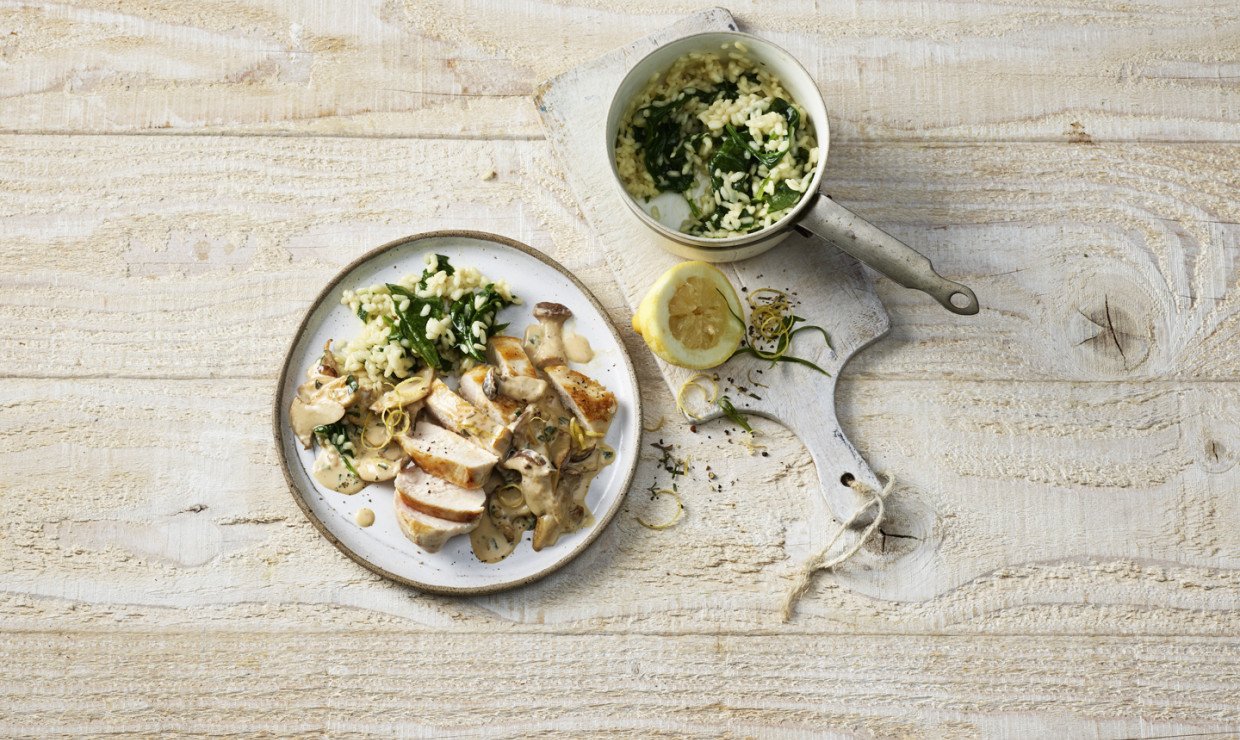 kraeuterseitlinge mit pouletbrust