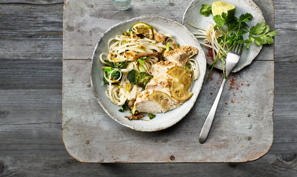 pouletbrust mit limetten und sesam gegart