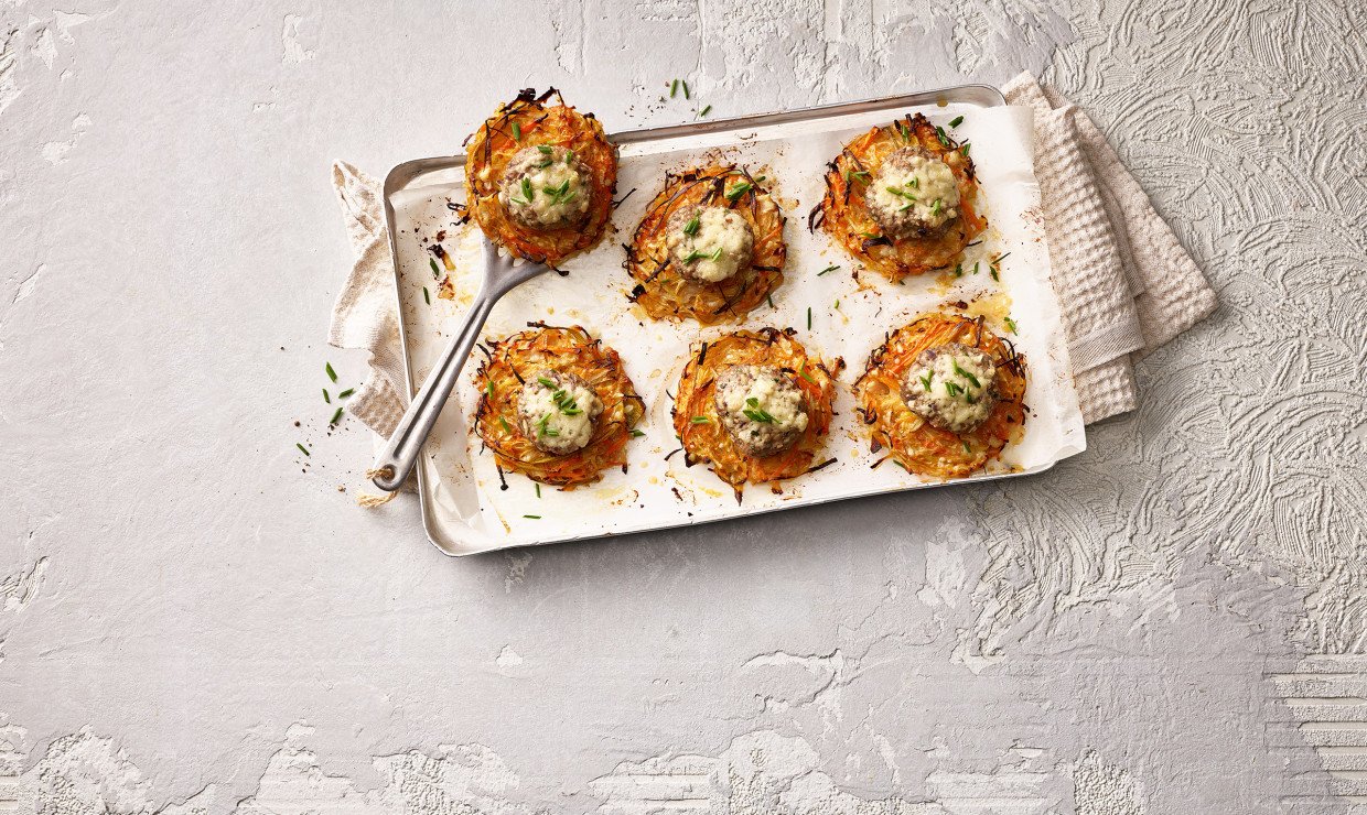 Hackfleisch Rösti vom Blech