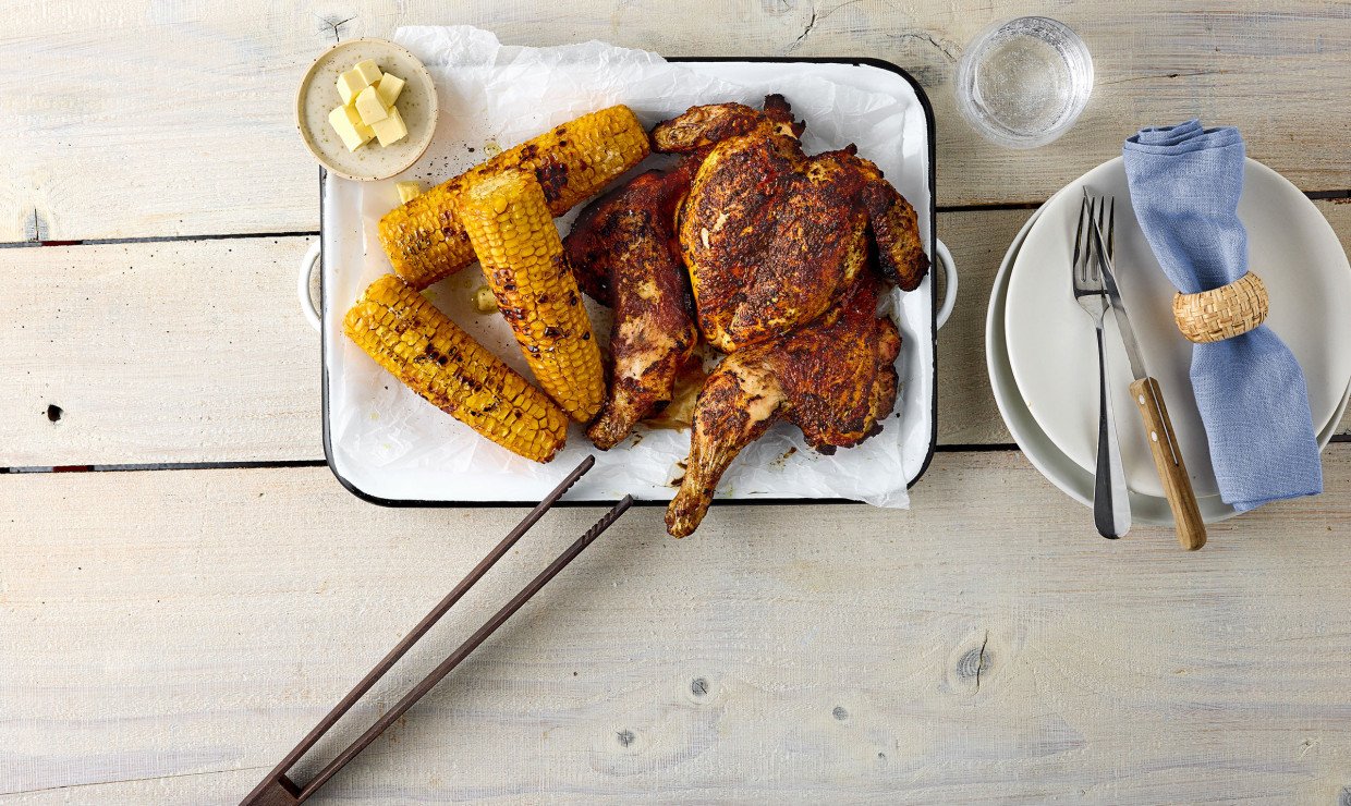 Grilliertes Poulet mit Buttermais