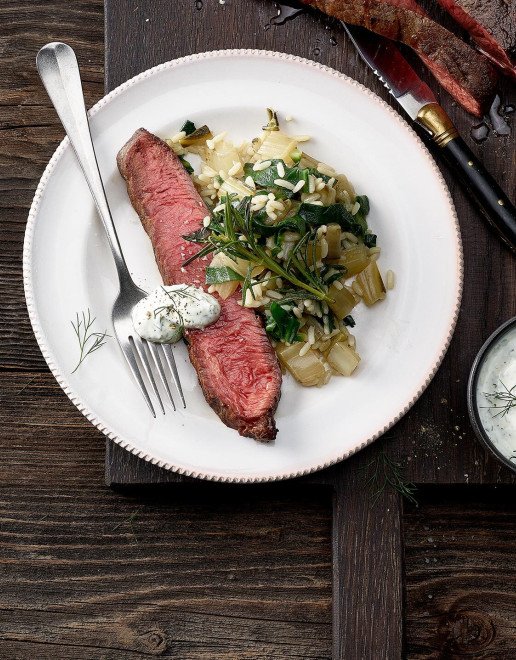 Entrecôte mit Kräuterbutter und Bratkartoffeln - Schweizer Fleisch