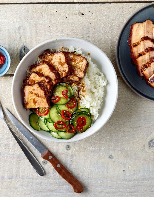 Grillierter Schweinebauch mit Honigglasur