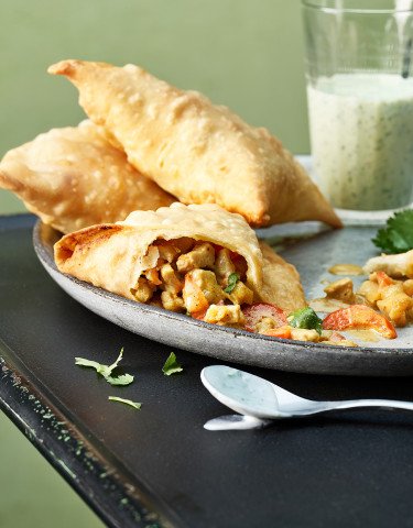 Rezept Indische Samosas mit Schweinsplaetzli und Peperoni