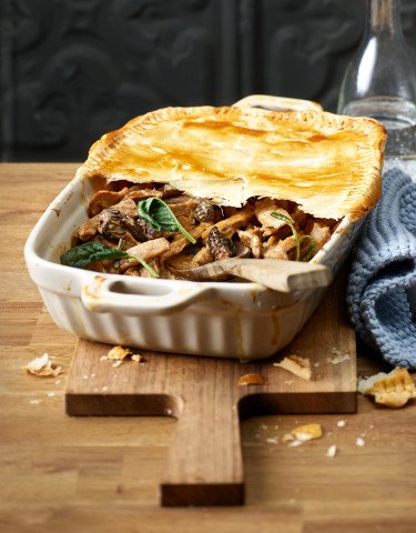 Rezept One Crust Pie mit Kalbsgeschnetzeltem und Morcheln