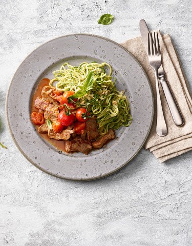 Rindsgeschnetzeltes an Tomatensauce