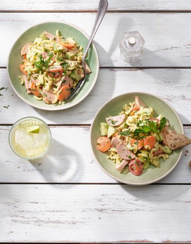 Salade de cornettes et cervelas