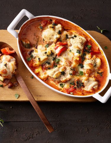 Poulet Gratin mit Peperoni und Bohnen